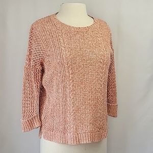 Madewell Marled Plaza 3/4 Sleeve Sweater Peach & Gray Size XS